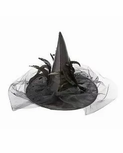 Feathered Black Witch Hat -Spirit Halloween Shop 00161182 c