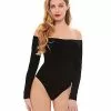 Off The Shoulder Black Bodysuit 2 Off The Shoulder Black Bodysuit -Spirit Halloween Shop 01350073 a