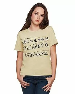 Adult Alphabet Wall T Shirt - Stranger Things 10 Adult Alphabet Wall T Shirt - Stranger Things -Spirit Halloween Shop 01381979 d