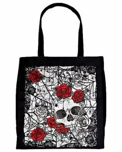 Skull And Roses Tote Bag