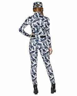 Adult Snow Camo Military Catsuit Costume 6 Adult Snow Camo Military Catsuit Costume -Spirit Halloween Shop 01425115 b