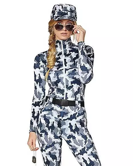 Adult Snow Camo Military Catsuit Costume 5 Adult Snow Camo Military Catsuit Costume - Image 3