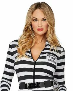Adult Jailbird Catsuit Costume 8 Adult Jailbird Catsuit Costume -Spirit Halloween Shop 01464908 c