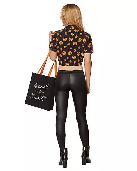 Adult Tie Front Pumpkin Shirt And Tote Bag 4 Adult Tie Front Pumpkin Shirt And Tote Bag - Image 2