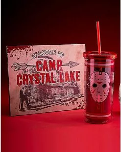 Jason Voorhees Jersey Cup With Straw 20 Oz. - Friday The 13th 7 Jason Voorhees Jersey Cup With Straw 20 Oz. - Friday The 13th -Spirit Halloween Shop 01497197 c