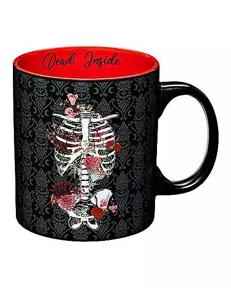 Dead Inside Floral Skeleton Coffee Mug 20 Oz. 3 Dead Inside Floral Skeleton Coffee Mug 20 Oz.