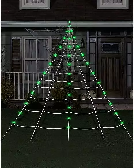 10 Ft. Light Up Green Spider Web 3 10 Ft. Light Up Green Spider Web