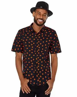 Pumpkin Print Button Down Shirt 7 Pumpkin Print Button Down Shirt -Spirit Halloween Shop 01526292 c