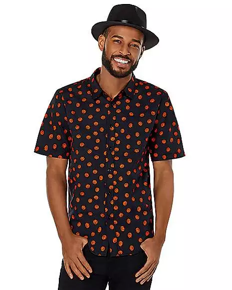 Pumpkin Print Button Down Shirt 5 Pumpkin Print Button Down Shirt - Image 3