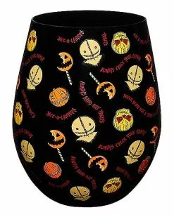 Trick R' Treat Pattern Stemless Glass 20 Oz. - Trick 'r Treat