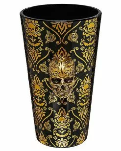 Gothic Noir Skull Glass Set 2 Pack - 16 Oz. -Spirit Halloween Shop 01564442 c