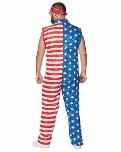 Adult Stars And Stripes Plus Size Jumpsuit Costume 5 Adult Stars And Stripes Plus Size Jumpsuit Costume -Spirit Halloween Shop 01576016 b