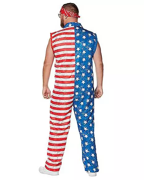Adult Stars And Stripes Plus Size Jumpsuit Costume 4 Adult Stars And Stripes Plus Size Jumpsuit Costume - Image 2