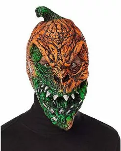 UV Light Reactive Pumpkin Half Mask