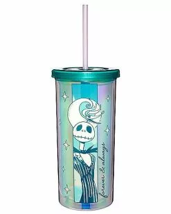 Iridescent Jack And Sally Cup With Straw 20 Oz. - The Nightmare Before