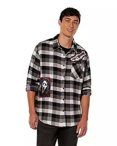 Adult Ghost Face Flannel Shirt 3 Adult Ghost Face Flannel Shirt