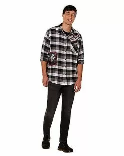Adult Ghost Face Flannel Shirt 7 Adult Ghost Face Flannel Shirt -Spirit Halloween Shop 01587112 c