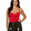 Red Pleather Lace Cup Bodysuit 2 Red Pleather Lace Cup Bodysuit -Spirit Halloween Shop 01587500 a