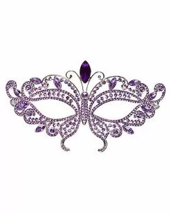 Purple Butterfly Crystal Eye Half Mask -Spirit Halloween Shop 01588755 b
