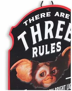 Three Rules Gizmo Sign - Gremlins -Spirit Halloween Shop 01591791 d
