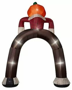 12 Ft Light-Up Pumpkin Scarecrow Inflatable Archway 9 12 Ft Light-Up Pumpkin Scarecrow Inflatable Archway -Spirit Halloween Shop 01602218 c