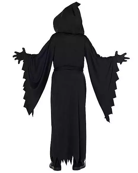Kids Hooded Black Robe Costume 4 Kids Hooded Black Robe Costume - Image 2
