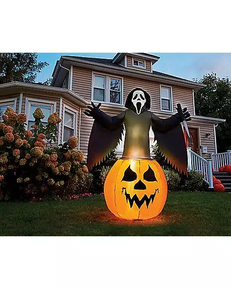 6 Ft Light-Up Ghost Face Inflatable 4 6 Ft Light-Up Ghost Face Inflatable - Image 2